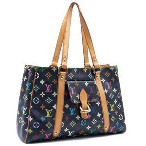 Louis Vuitton Aurelia Mm Black Monogram Multicolore Canvas Tote